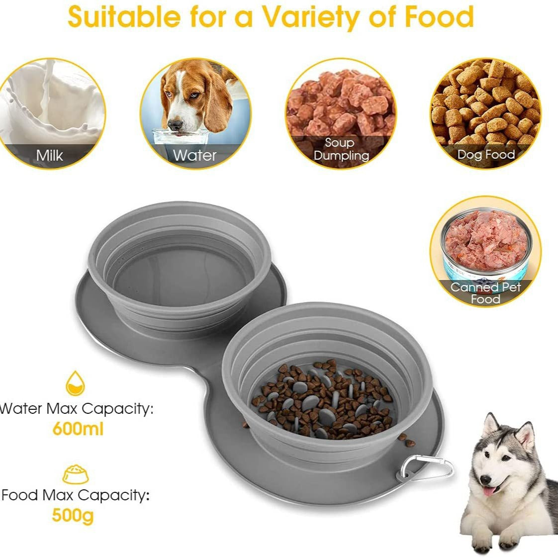 Foldable Silicone Dog Bowl